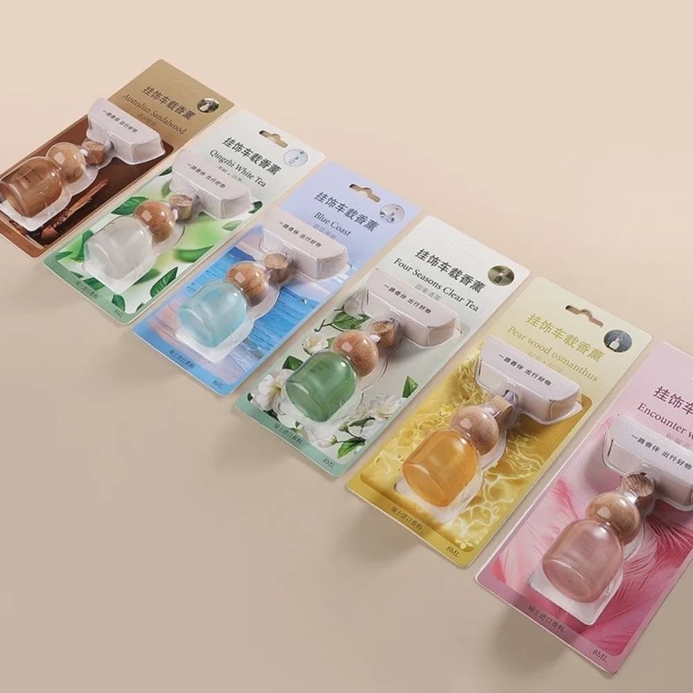 White Tea Scent Car Air Freshener Long-Lasting 8ML Bottle Hanging Ornament Premium Glass Bottle Refillable Air Freshener