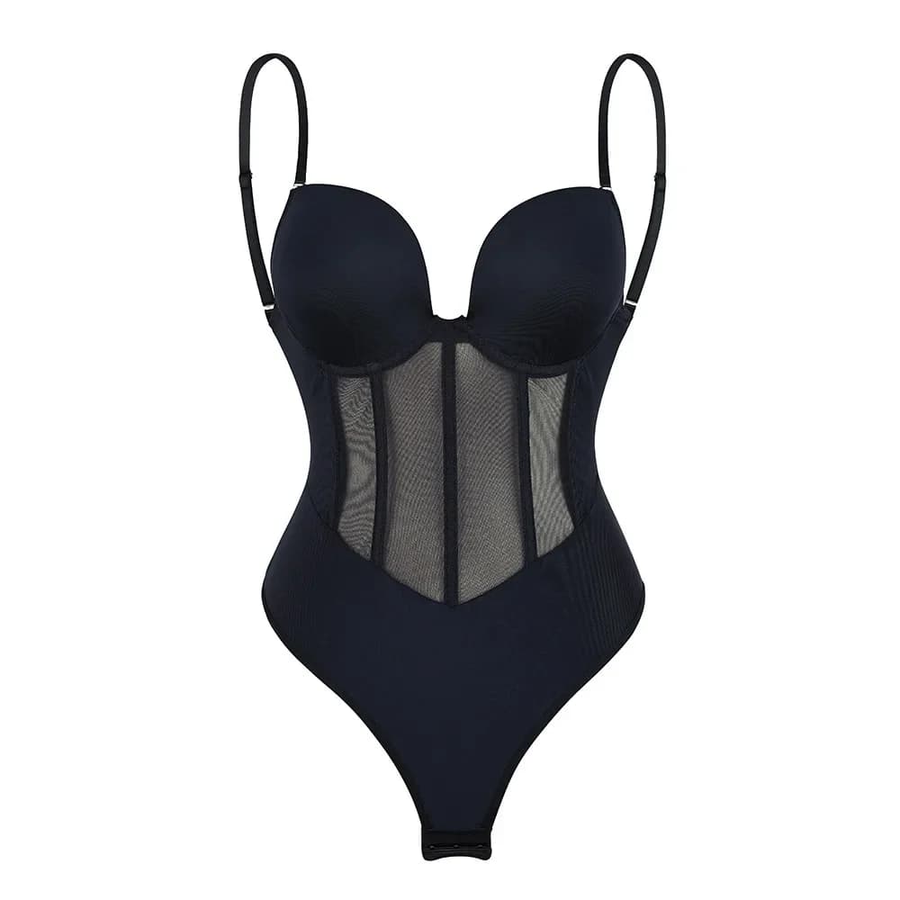 Body con cinturino Taglie forti Body modellante da donna Body a compressione Body intero modellante senza schienale Intimo dimagrante Nero Beige