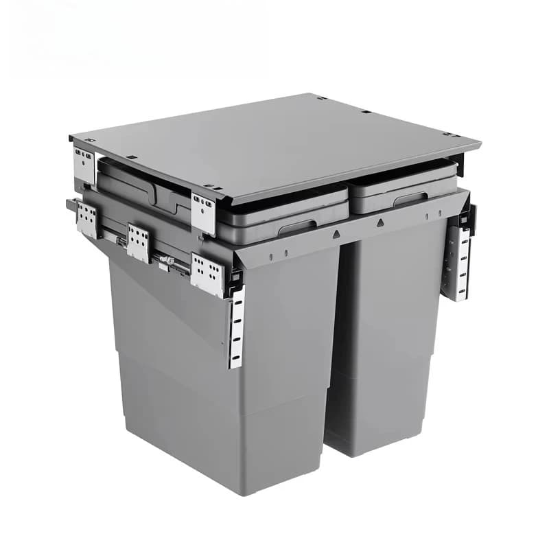 UNIHOPPER Armadio da cucina estraibile Contenitore per rifiuti Contenitore per rifiuti Doppio contenitore per rifiuti in plastica Reciclare pattumiera da cucina incorporata
