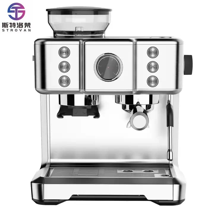 STLF 15 Bar Italian Espresso Pump Capuchin Commercial Coffee Machine Semiautomatic Intelligent Stainless Steel Electric