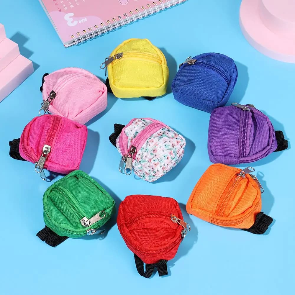 Zaini per bambole Mini borse per bambole Mini zaino con cerniera zaino per bambole borse per la scuola carine accessori per bambole forniture per giocattoli per giochi di bambole