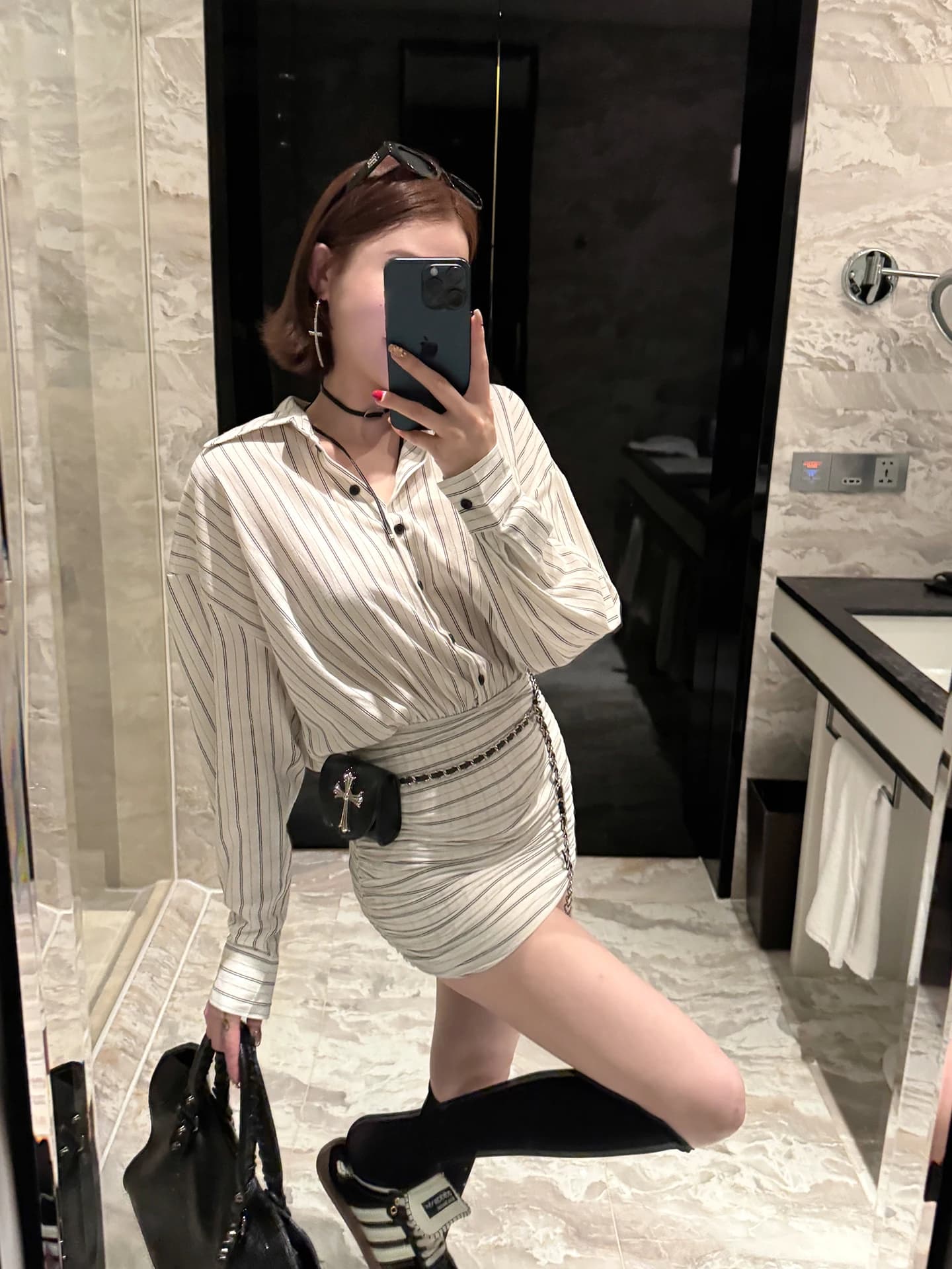 Ana Phora Women's Casual Stripe Shirt Dress High Waist Long Sleeve Slim Fit Spring Summer Autumn Seasonal Cotton Bum Covering...