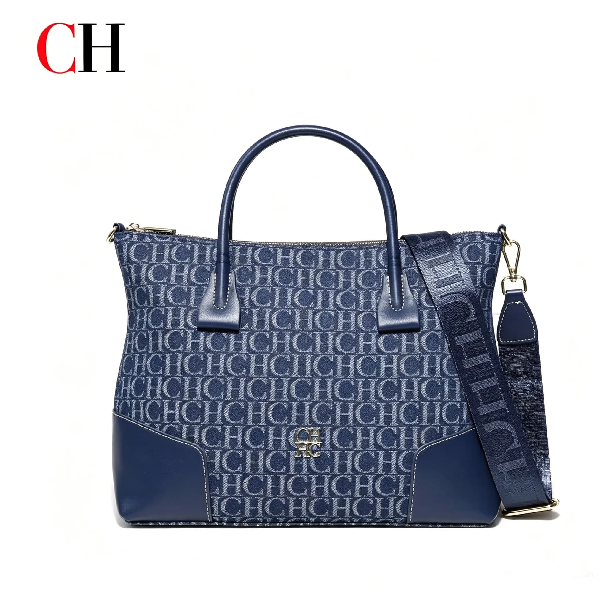 CH Women Handbag Denim Tote Bag Wide Shoulder Strap Ladies Top Handle Crossbody Purse Daily Shopper Bag