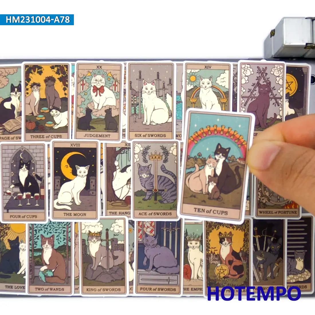 20/30/50/78 pezzi, Adesivi Tarocchi, Stile gatto divertente, carta Arcana, Simpatiche decalcomanie di animali, per album di ritagli, laptop, telefono, bici, auto, moto, chitarra, casco, Adesivo per bagagli