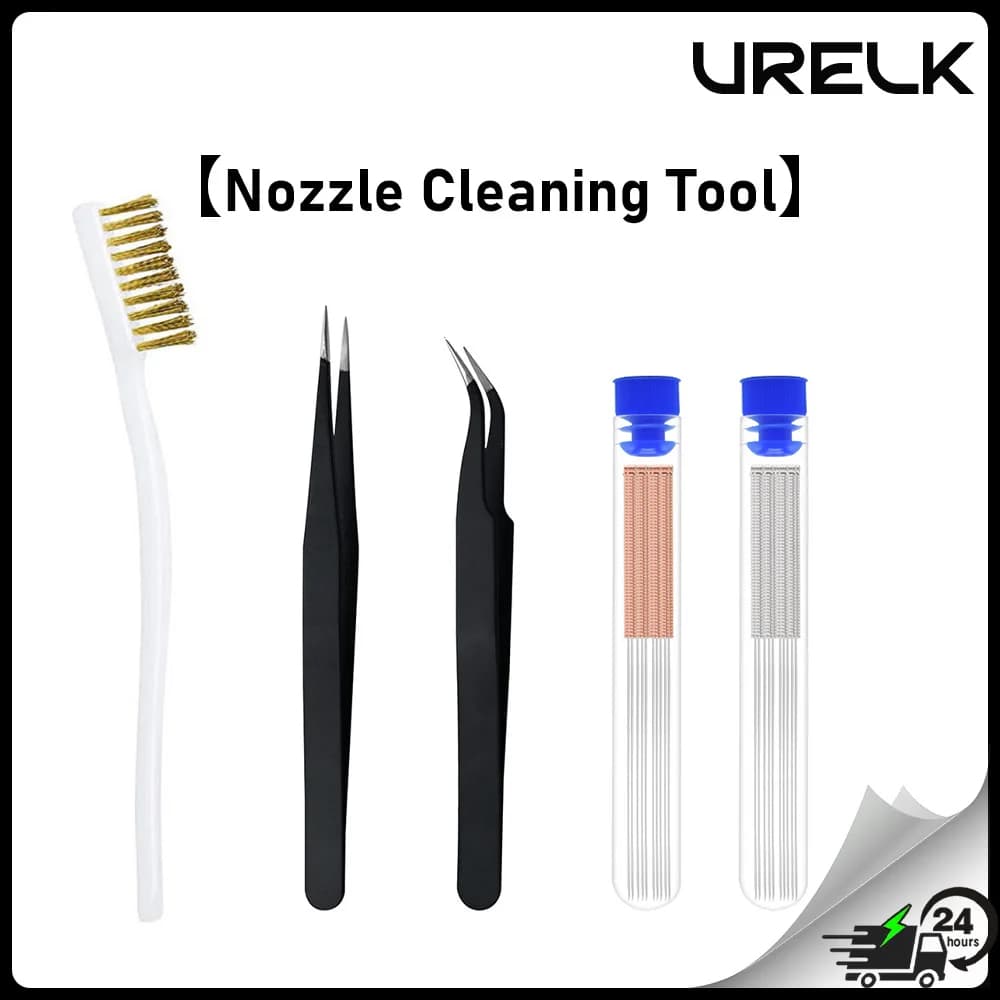 Set di aghi per la pulizia degli ugelli 0.15-1.0mm, pinzette antistatiche, spazzola in ottone, strumento per lo sblocco degli ugelli per accessori stampanti 3D FDM