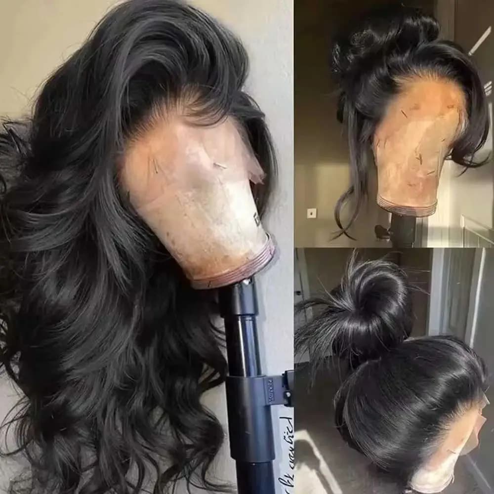 Front human hair wig in transparent lace HD 13x6 of body wave 40 inches pre pinched 220 density 5x5 front wigs in lace without glue for women
