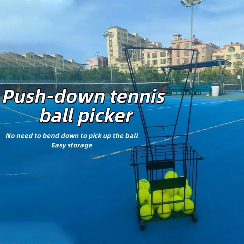 Il raccoglitore di palline da tennis presenta un cestino per la raccolta di palline da tennis a pressione rapida per una comoda raccolta di sport e intrattenimento