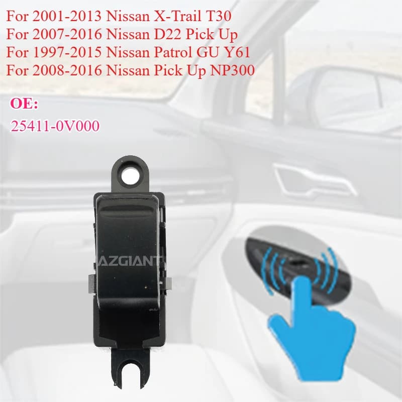 Finestra di energia elettrica Interruttore singolo Passeggero per Nissan X-Trail T30 D22 Pick Up Patrol GU Nuovo pulsante di controllo # 25411-0V000