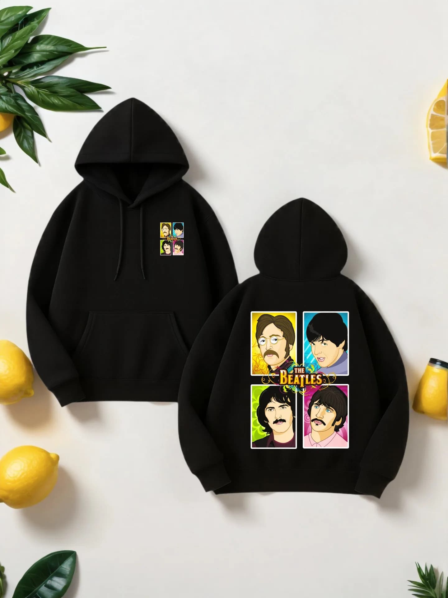 Felpa con cappuccio grafica da uomo, stampa The Beatles, stile casual, foderata in pile, da uomo, da indossare tutti i giorni