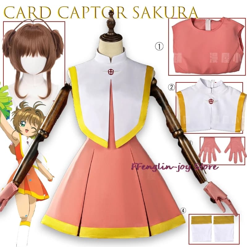 Card Captor Sakura Sakura Cheerleader Costume Cosplay Set Uniforme scolastica da donna Personaggio Outfit Personalizzato Party Kawaii