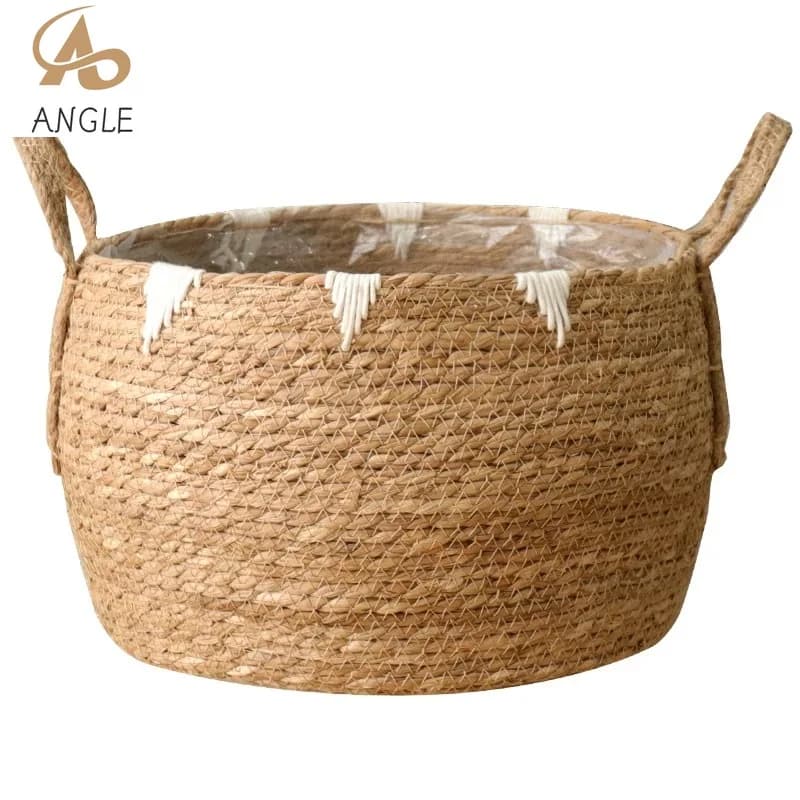 Cesto Portafiori Rotondo in Vimini Naturale: Perfetto Vaso in Rattan e Paglia per l'Arredo Casa e Giardino