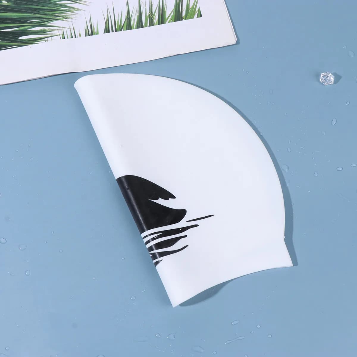 Cuffia da nuoto in silicone con motivo a cigno, impermeabile ed elastica, protezione per capelli lunghi, riduce il tiramento dei capelli, leggera, per donna