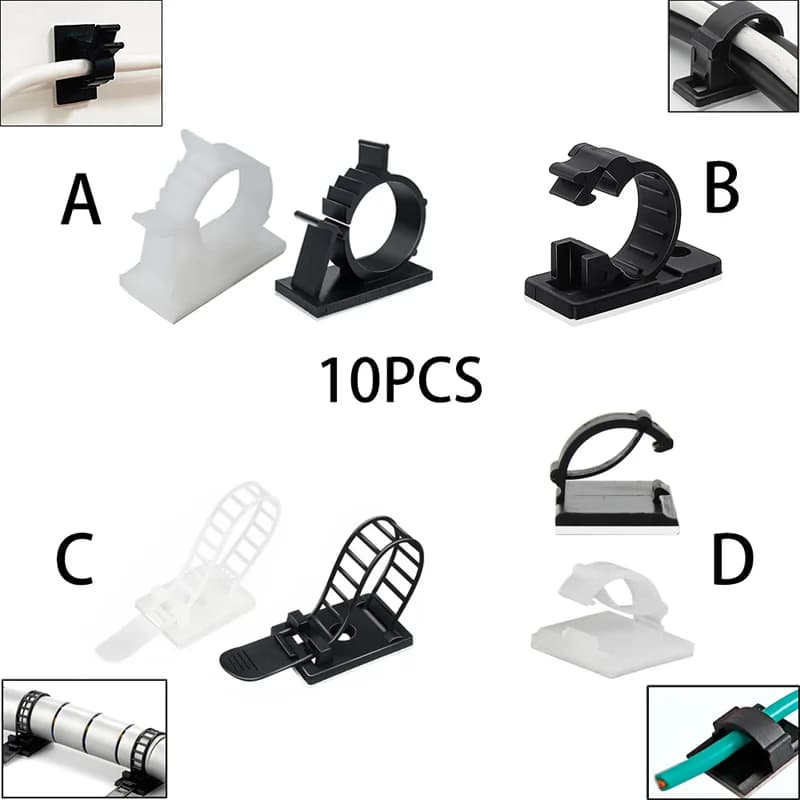 10 pezzi organizer per cavi avvolgicavo USB clip ordinate da tavolo supporto per cavo di gestione per cuffie per mouse sotto il vassoio di gestione dei cavi da scrivania