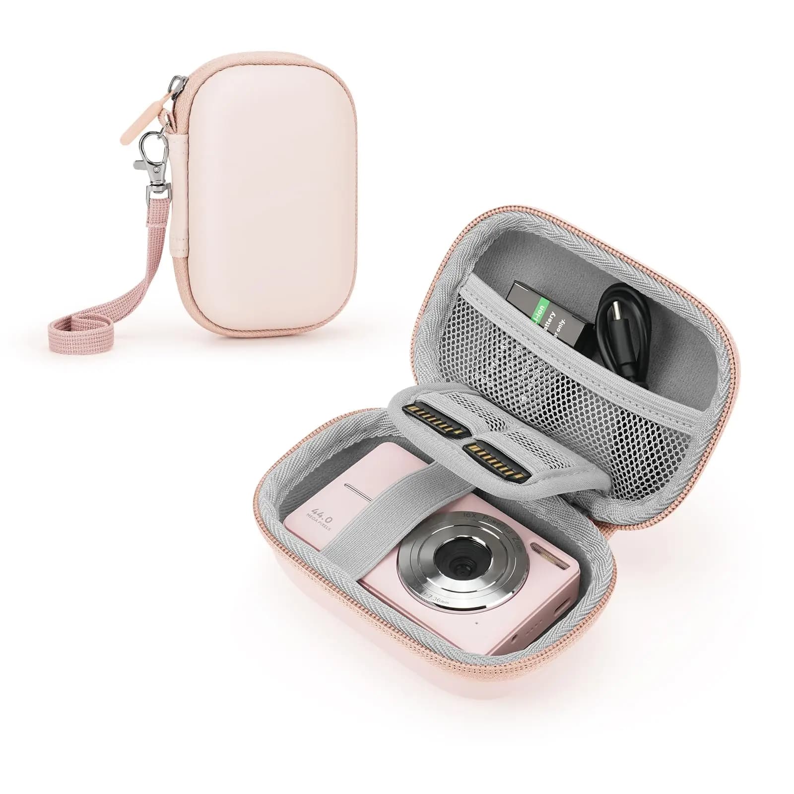 Custodia per fotocamera per fotocamera digitale, per fotocamere digitali Samsung/Canon/Sony/Nikon, custodia da viaggio per scheda SD, custodia carina rosa