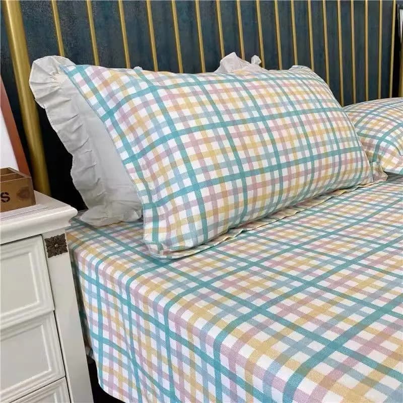 Lenzuola scozzesi Camera da letto semplice Biancheria da letto singola doppia Dormitorio per studenti morbido Lenzuolo piatto Copriletto antibatterico traspirante
