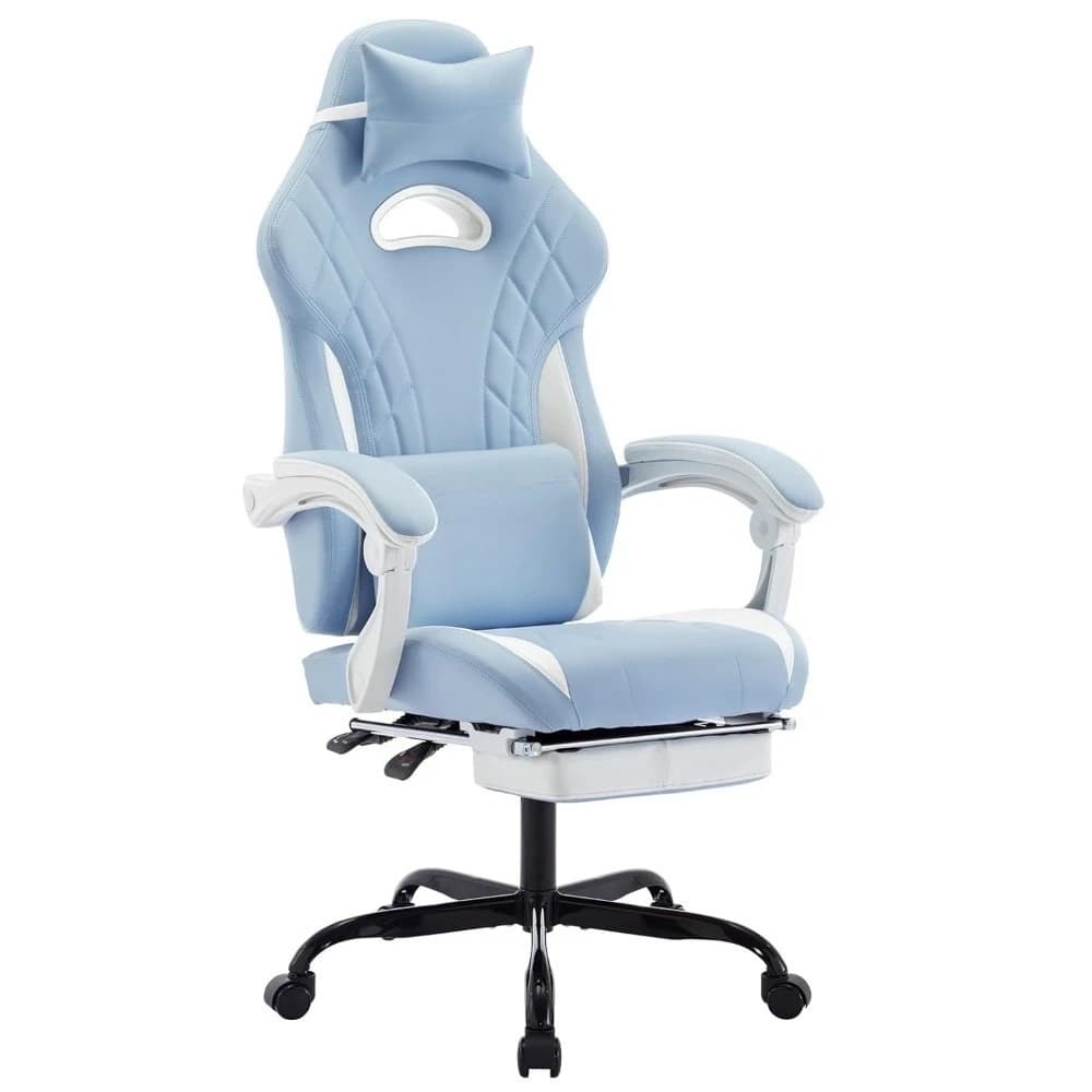 Sedia da Gaming con Poggiapiedi e Supporto Lombare Massaggiante, Sedia Ergonomica per Gamer, Sedie da Ufficio per Videogiochi, Personalizzabile