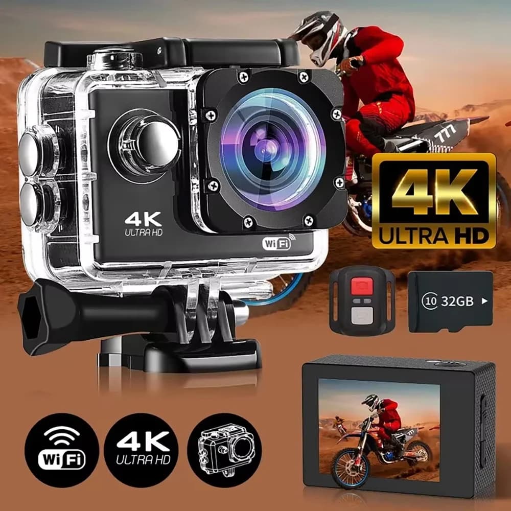 4K Outdoor WiFi Action Camera Moto Casco da bicicletta Registrazione video 4K/30FPS WiFi 2.0 "170D Subacquea Impermeabile Sport Cam