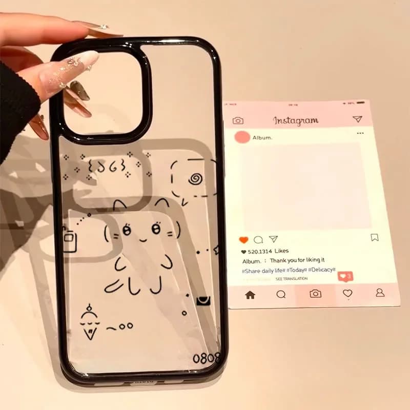 Ins Korean Beautiful Rabbit Line Cat Kawaii Phone Case For iPhone 17 16 15 14 13 12 11 Pro MAX 16 Plus Y2K CLear Soft Cover