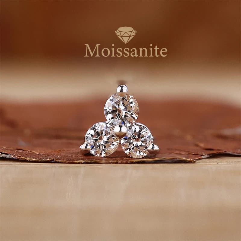 Orecchini in Moissanite e Argento Sterling 925, 1 paio di orecchini a trifoglio con moissanite da 0,5 carati, dallo stile semplice e alla moda, adatti per