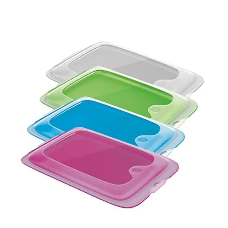 Set of 4 Airtight Food Storage Containers Stackable Fridge Organizer Reusable Space Saving Plastic