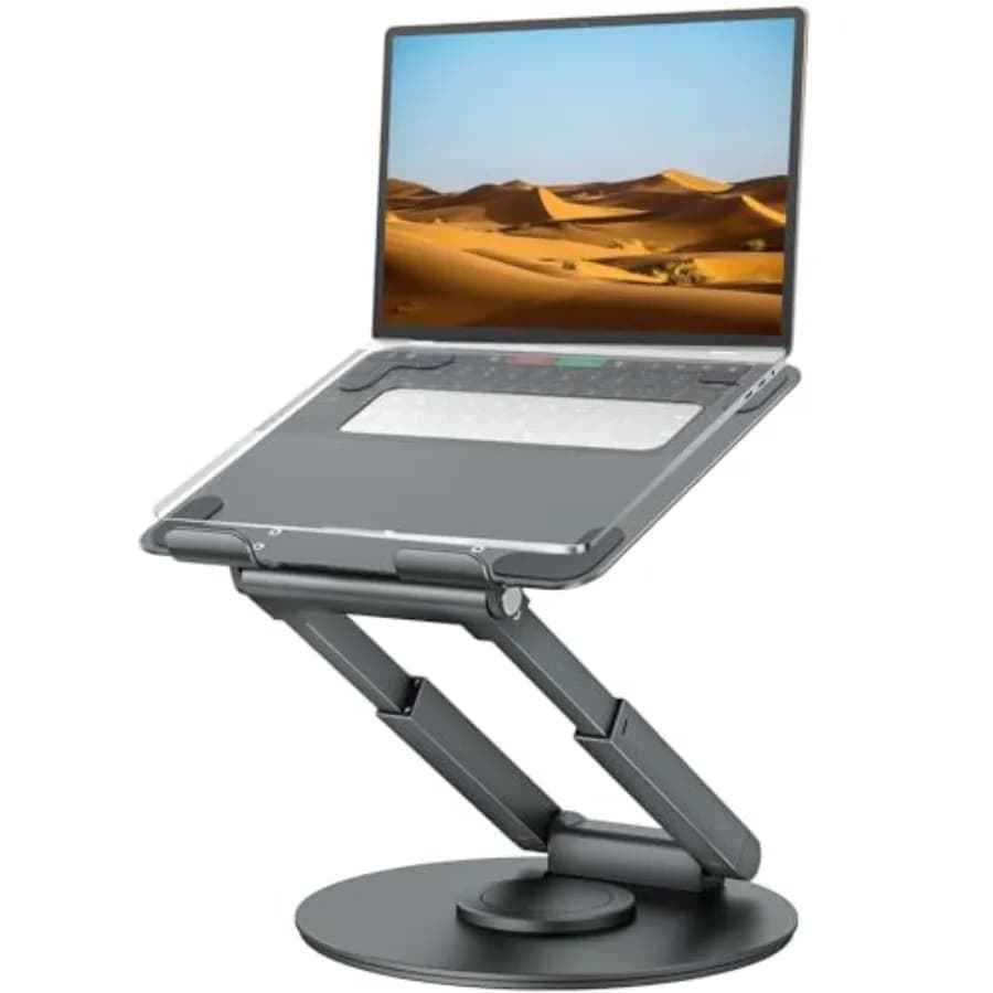 Supporto telescopico per laptop da scrivania con rotazione a 360° ° Supporto Girevole Regolabile in Altezza per Postura Corretta, Portatile, da Scrivania