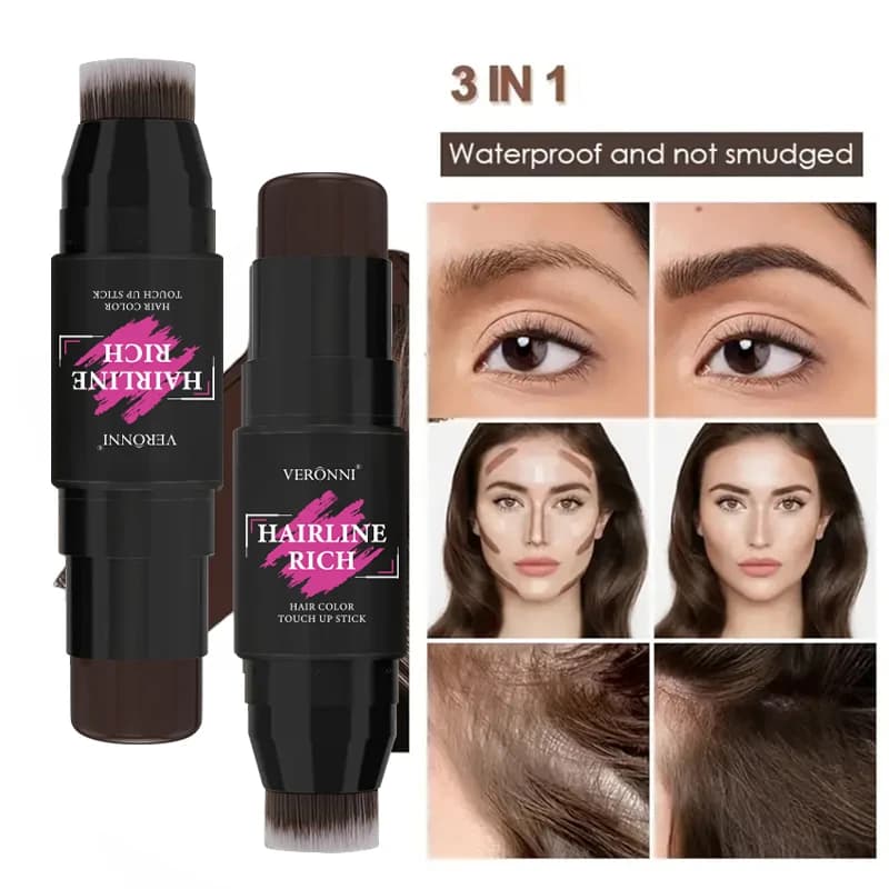 Dual-Ended Hairline Touch Up Stick –Water-Resistant Root Concealer for Sparse Hair & Gray Coverage, Instant Volume, Matte Finish