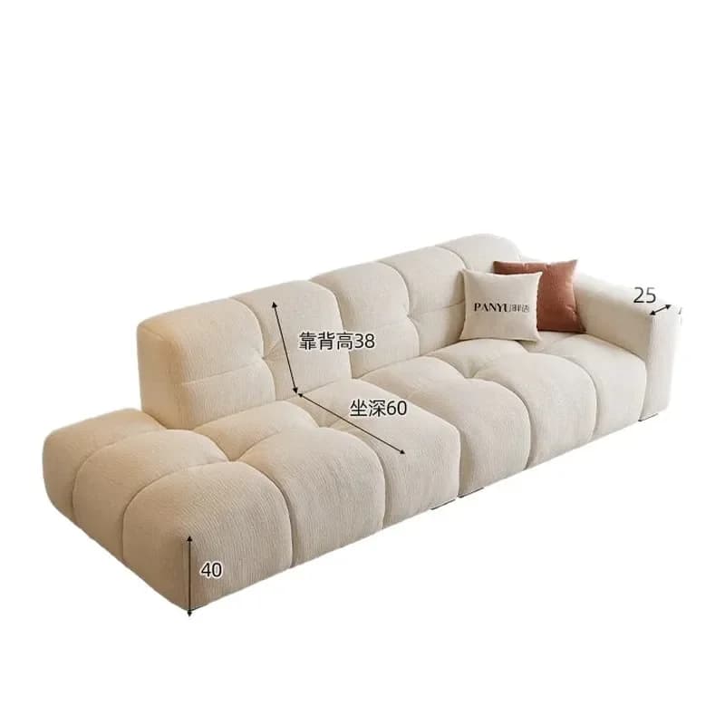 Compact Fabric Chaise Lounge Single Armrest Pixel Design Tofu Block Sofa for Small Apartment Living Room Modern Home Decor