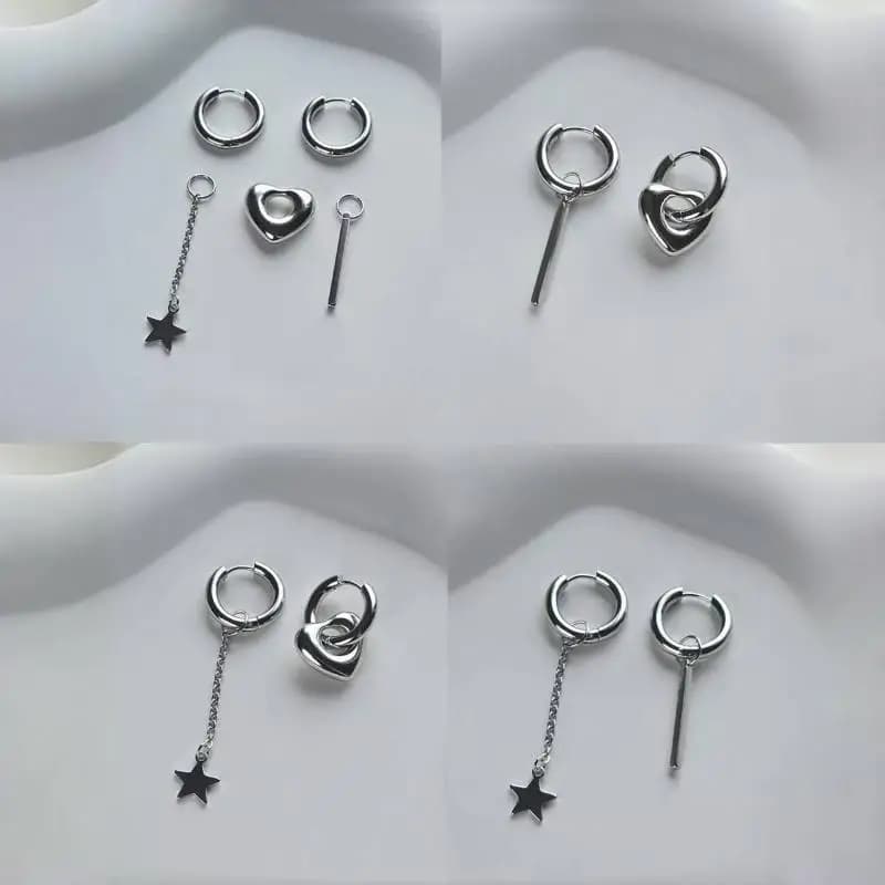 Sweet Pink Zircon Heart-shaped Pendant Earrings For Women Simple Geometric Circular Ear Buckle Fashion Gift
