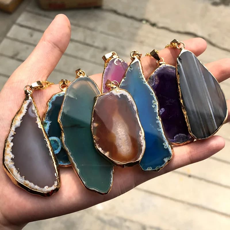 Plated gold-edged agate wind chime piece for Women, Trendy Unique Style Accessory, Daily Party Gift Evening Casual Chic Cute