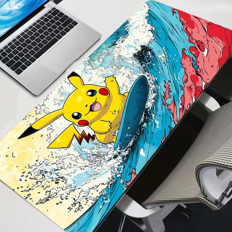 Tappetino per mouse da gioco Anime Computer Gamer Desk Mouse Mat P-Pokemon Pikachu per CS GO Office Laptop Kawaii Lock Edge 90x40cm Mousepad