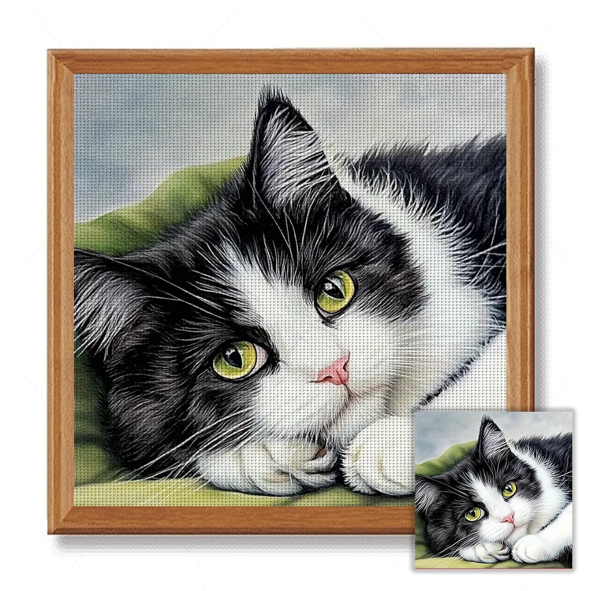 1 set di 40x40 cm-15,7x15,7 pollici senza cornice 11CT/14CT gatto tessuto stampato punto croce kit fai da te, bellissimo scenario, set
