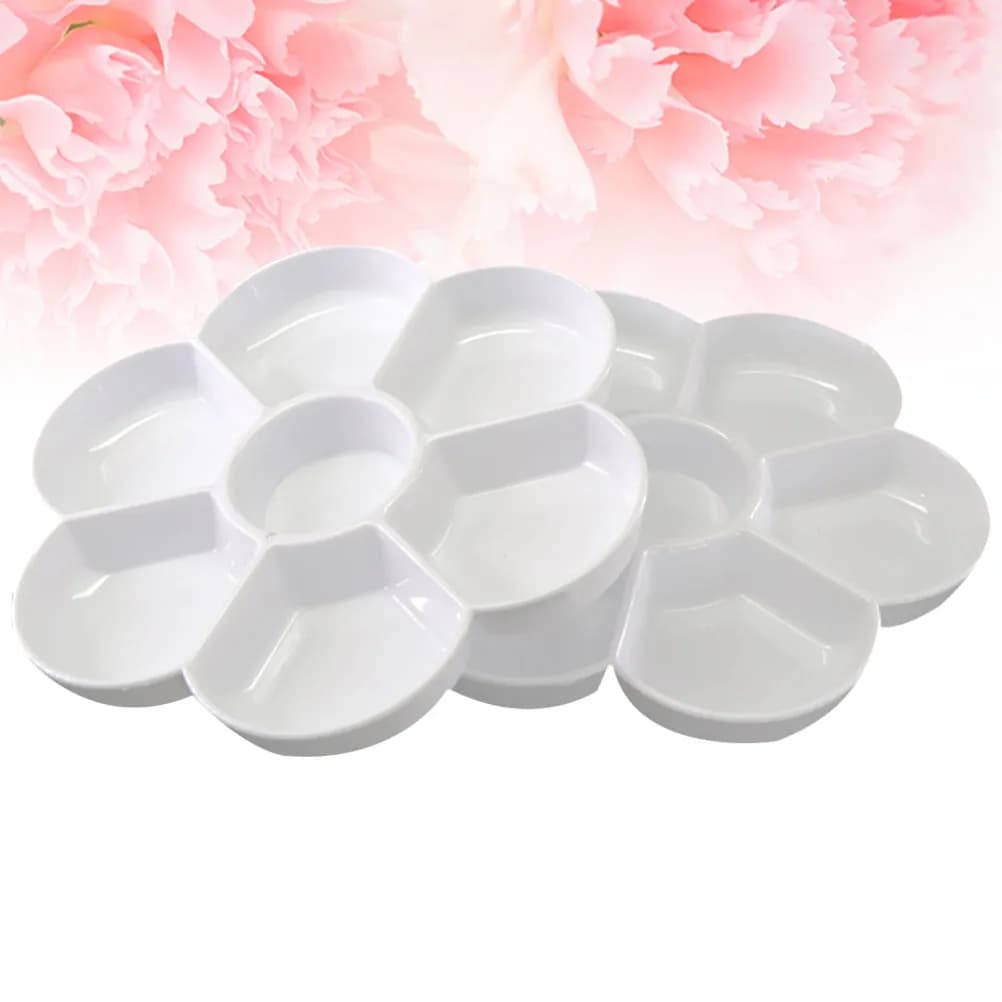 2Pcs Palette Painting Trays Imitation Ceramic Plum Blossom Shape Portable Art Paint Palette for Watercolor Oil Pigment Mixing