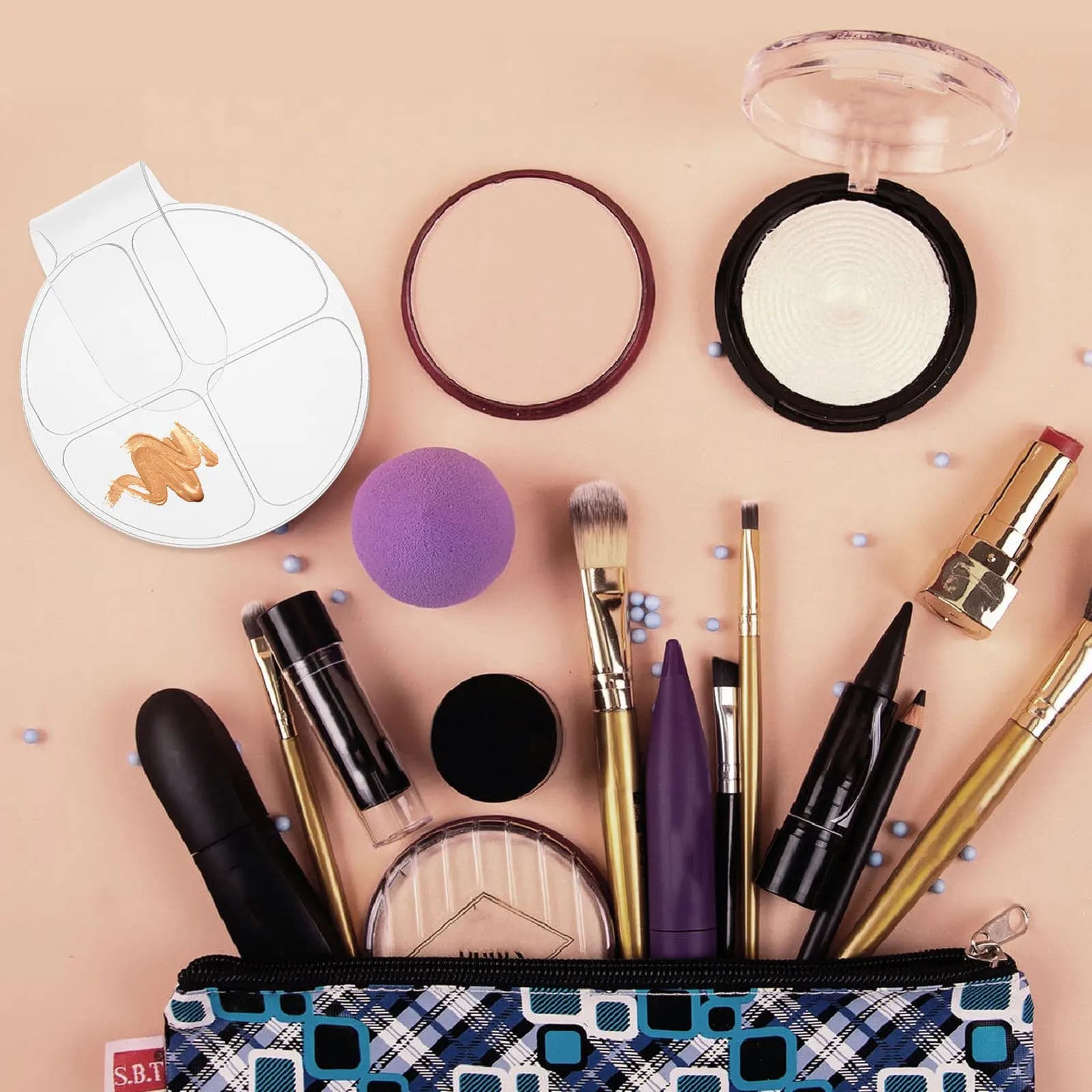 Set di 2 Palette per Miscelazione Trucco in Acrilico, Vassoio Portatile per Fondotinta, Palette per Colori Unghie per Miscelazione Fai-da-Te