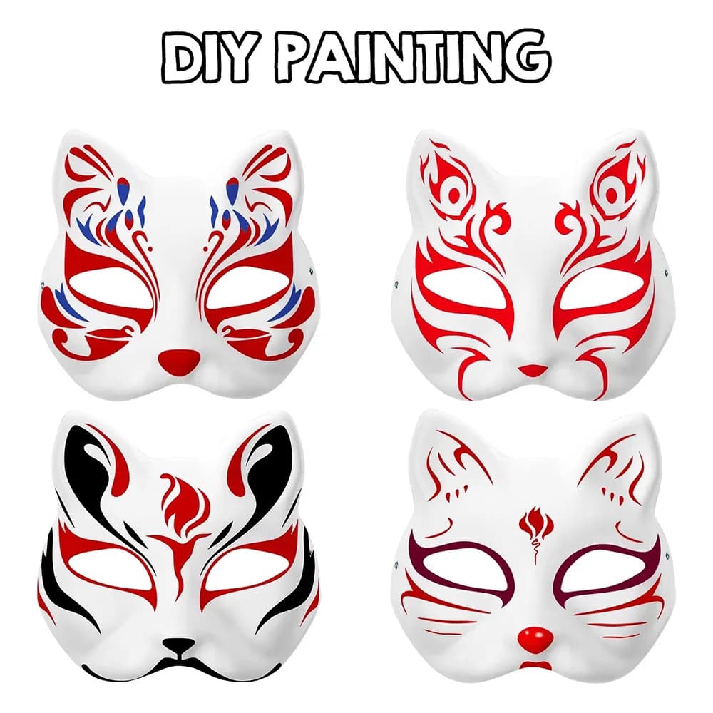 5/10/20/50 PCS Masks Cat White Masks Therian Empty FAI FROM YOU Halloween mask Animal Half Mask Masks Mask Cosplay party