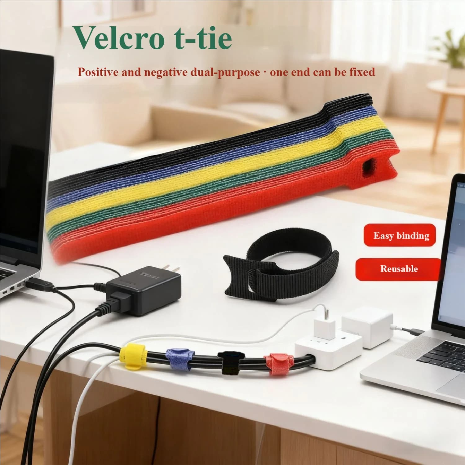 Fascette per cavi di fissaggio riutilizzabili Fascette per cavi regolabili, Cinghie per la gestione dei cavi in nylon Fascette per cavi con gancio