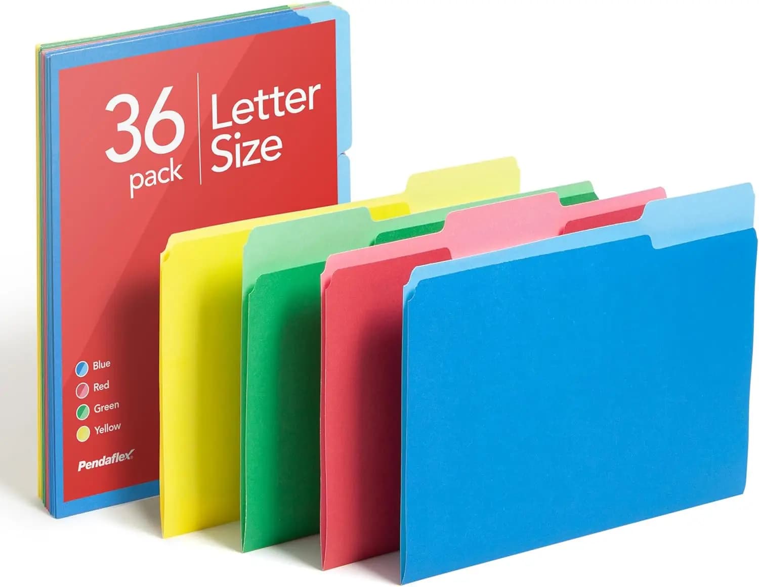 Cartelle Colorate, Confezione da 36, Formato Lettera, 3 Scomparti, Carta Resistente per Organizzazione Documenti Scuola Ufficio Casa