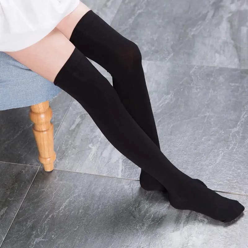 Calze lunghe da donna sopra il ginocchio, tinta unita, sexy, in maglia elasticizzata, moda autunno inverno