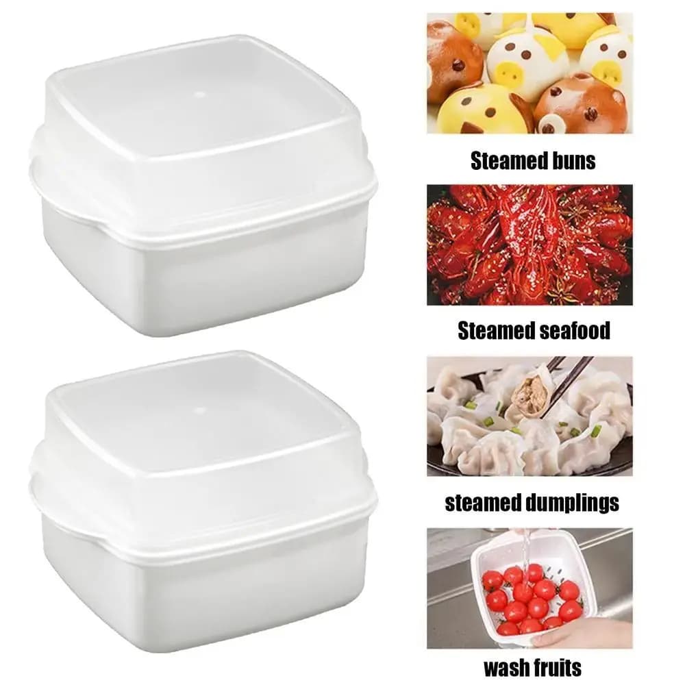 Scatola per cottura a vapore per forno a microonde multistrato con coperchio Scatola per pranzo in plastica per verdure resistente al calore