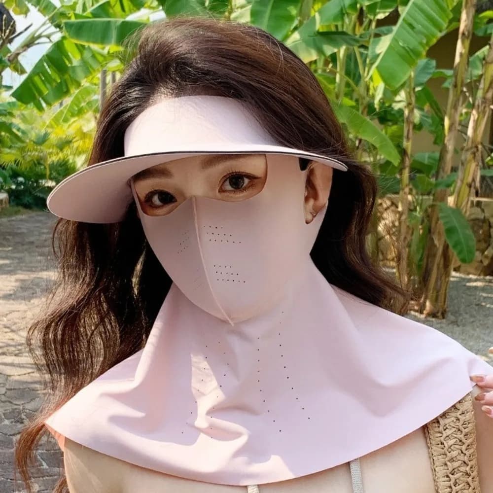 Maschera Visiera Parasole Anti-UV in Seta Ghiaccio Tinta Unita, Protezione Viso e Collo, Sciarpa Anti-UV per Ciclismo