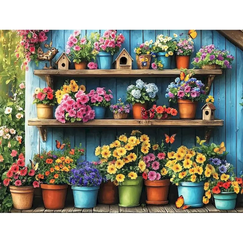 GATYZTORY Dipinto con i numeri Fiore in vaso Cornice fai da te 60x75 cm Immagine per numero Finestra su tela Decorazione domestica fai da te