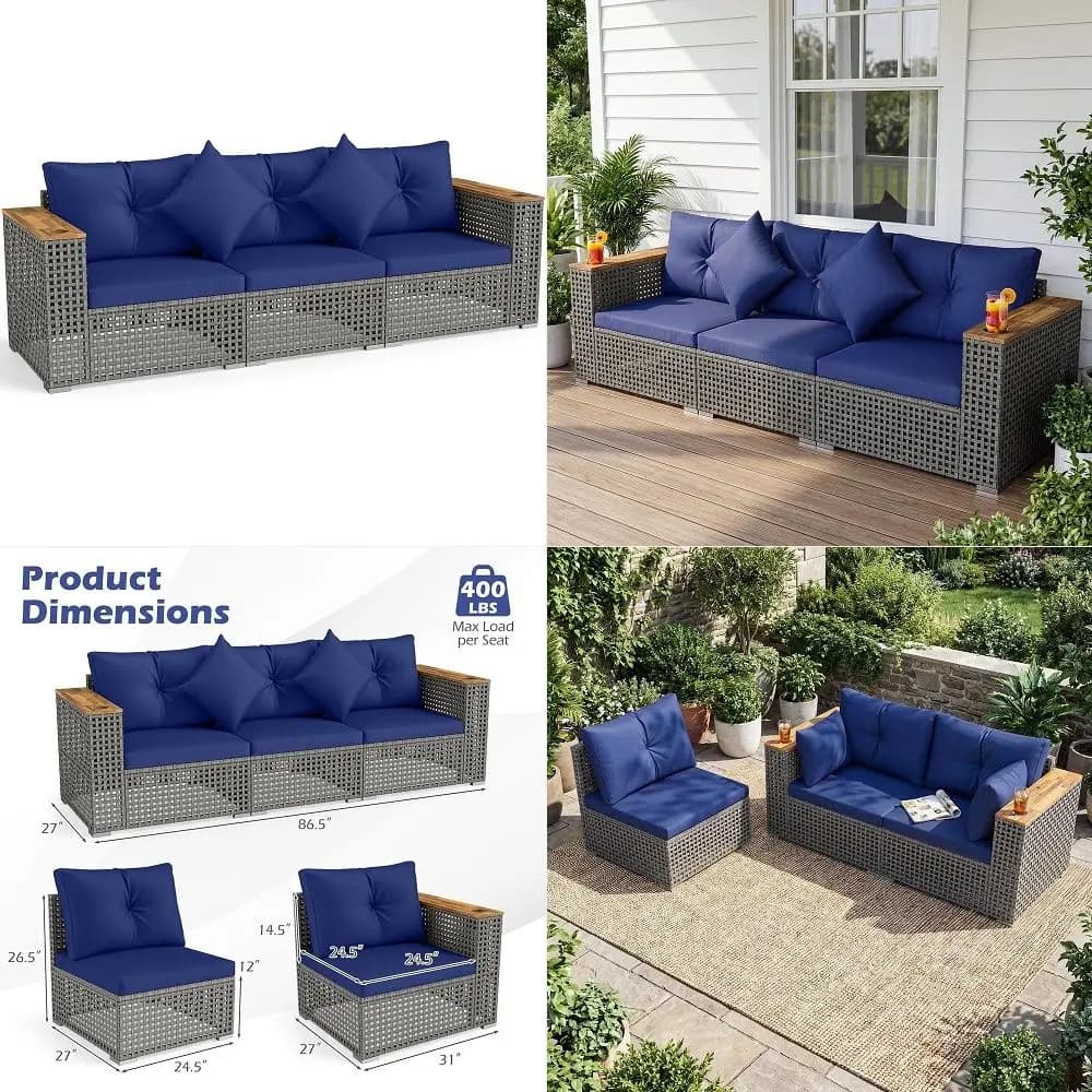 Outdoor Chair Cushions Set, 22x25 22x24 Inch Patio Furniture Deep Seat Cushions, Water Resistant amp Thick Cushion, Outdoor Rep