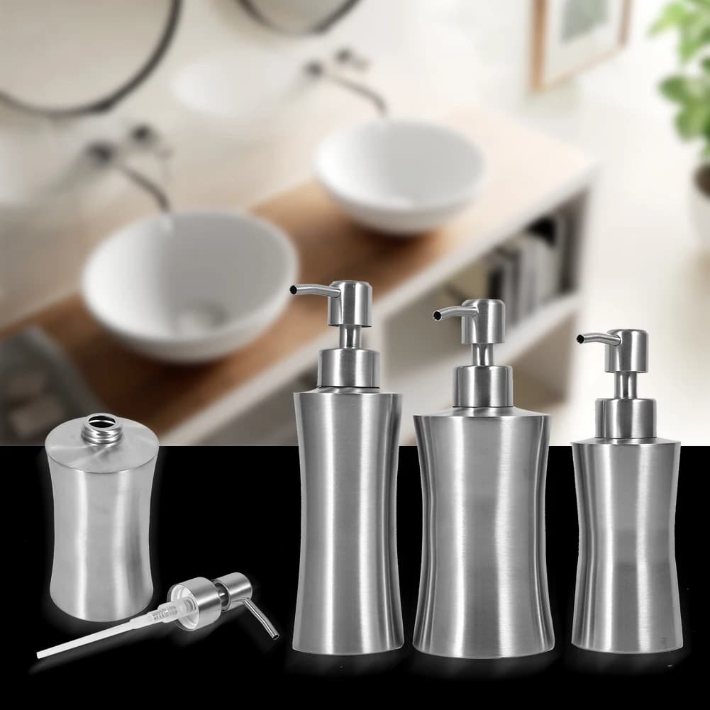 Dispenser per Sapone e Shampoo in Acciaio Inox 304, Erogatore per Bagno e Doccia, Bottiglia per Liquidi 400ml/250ml/220ml