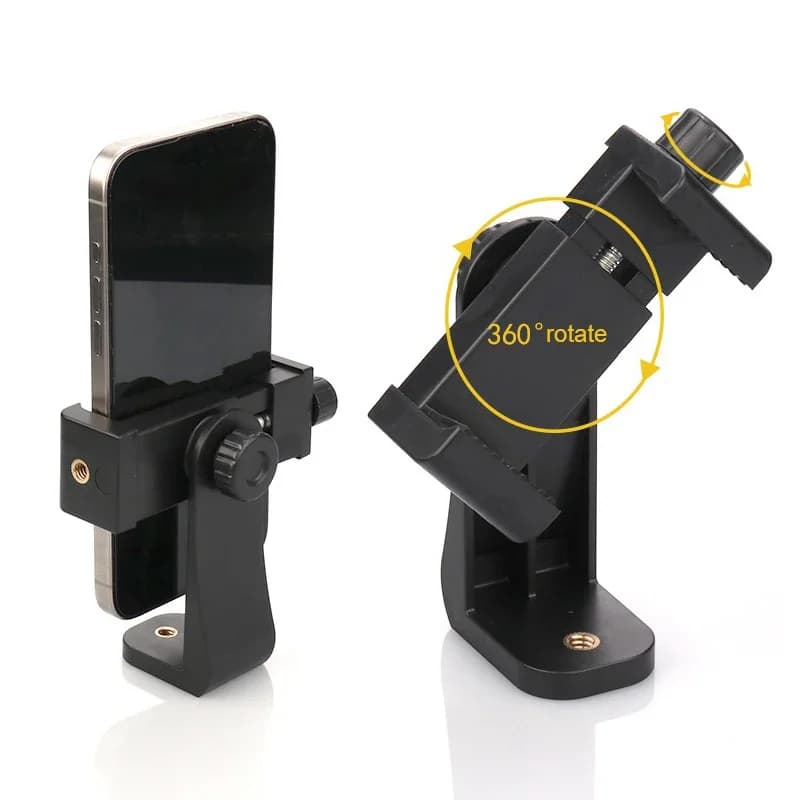 360 ° Supporto Girevole per Telefono con Clip, Adattatore Universale con Attacco a Vite da 1/4 per Treppiede, Compatibile con iPhone, Samsung, Xiaomi e Tutti gli Smartphone