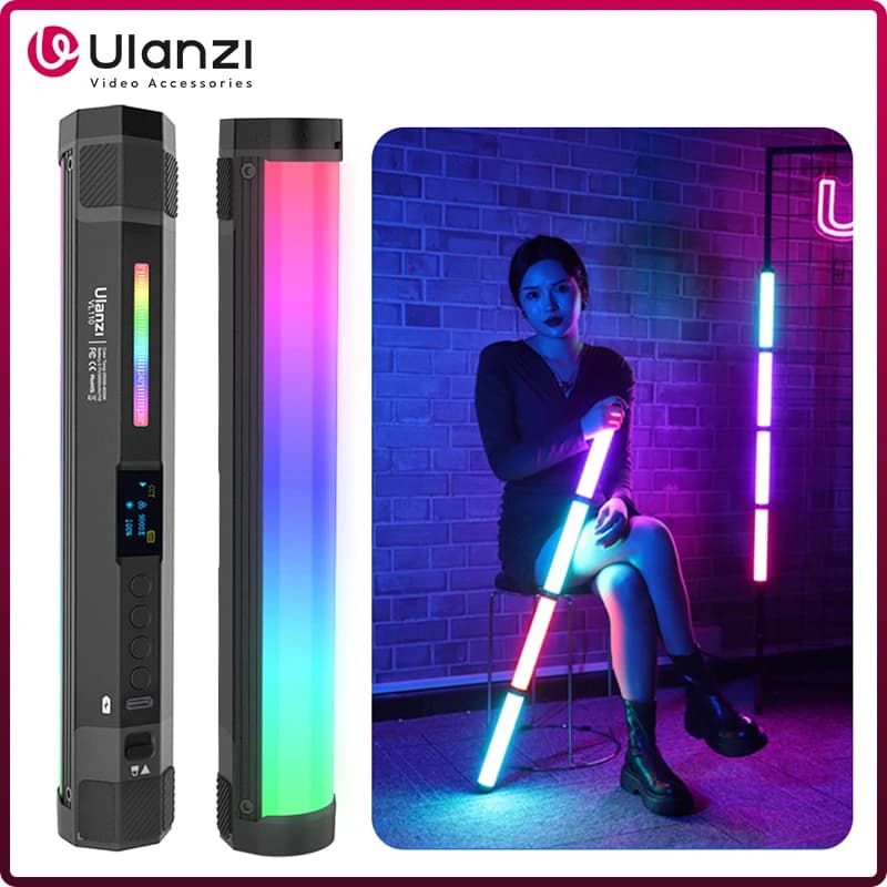 Ulanzi VL110 24CM bacchetta leggera portatile 2500K-9000K RGB Stick colorato 2600mAh assemblato Stick magnetico a LED per Video