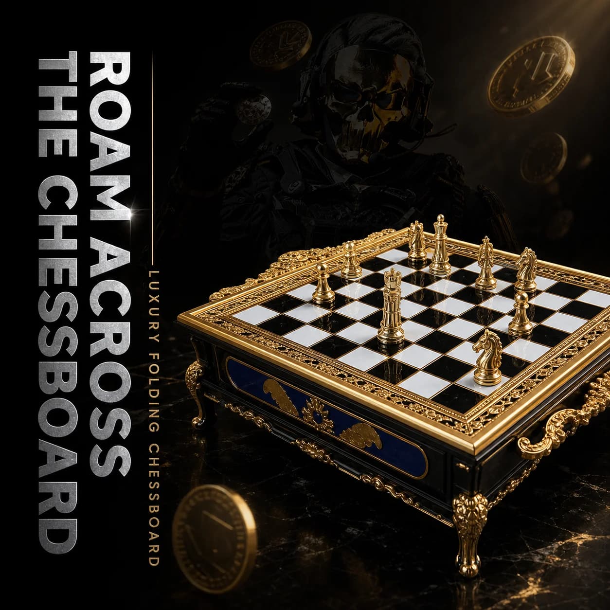 Delta Action 3D Printed Chessboard Model Resin With Storage Chess Pieces Desktop Ornament For Tactical Enthusiasts Collection