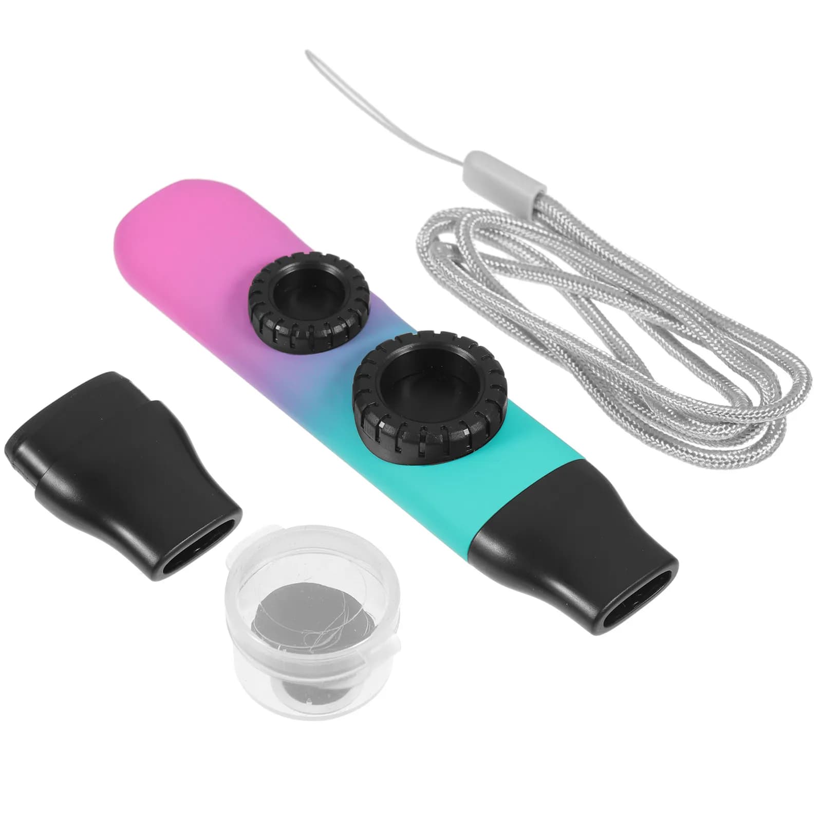 Set di 1 Kazoo a Doppio Flauto con Colore Sfumato, Tono Regolabile, Strumento Portatile per Bambini, Partner Musicale per Ukulele e Chitarra