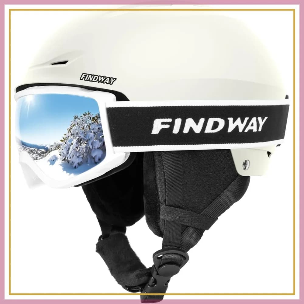 Set Casco da Sci con Occhiali per Adulti, Casco da Snowboard Antiurto, Guscio in ABS Durevole e Schiuma EPS, per Uomini Donne e Ragazzi