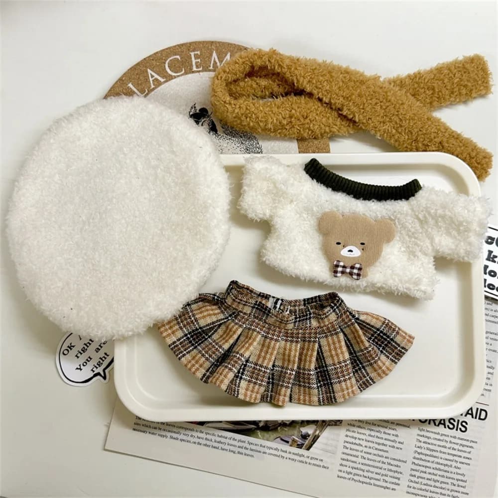 Set di Abbigliamento Invernale in Cotone da 20 cm per Bambole, Vestito Multicolore, Outfit Mini in Cotone per Bambine