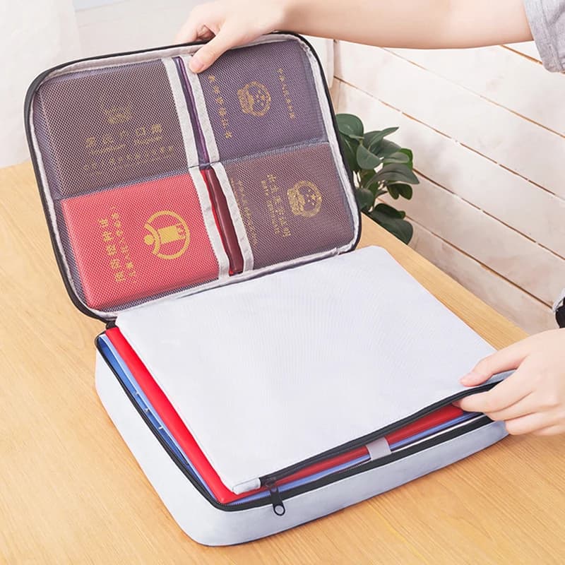 Organizzatore di documenti Valigetta Porta cartelle di file A4 Borsa da donna per uomo Borsa per passaporto Custodia per file funzionale sicura per la casa