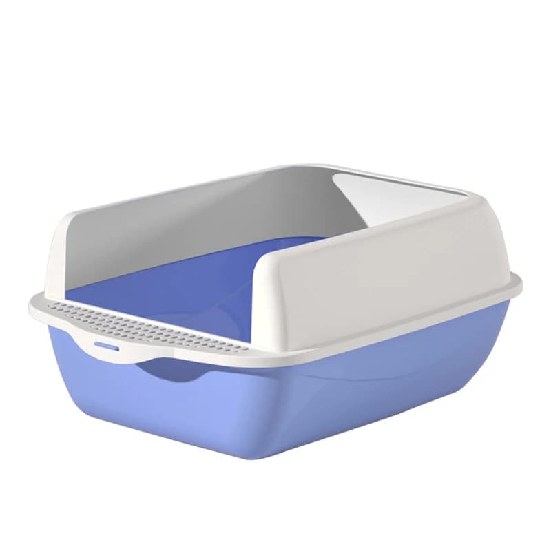 Large semi-enclosed cat litter box with raised sides to prevent spillage, cat toilet, cat supplies, cat litter tray